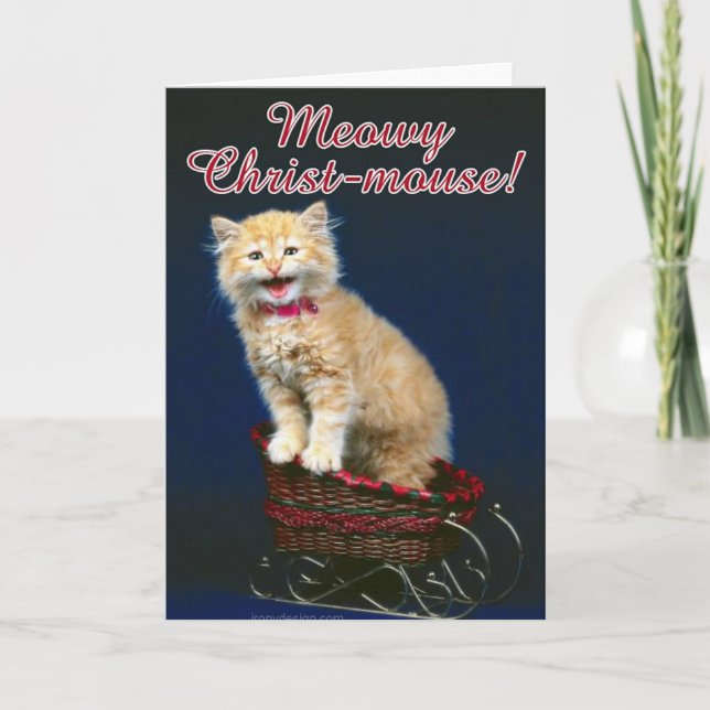 Weihnachtskatze Feiertagskarte (Vorderseite)