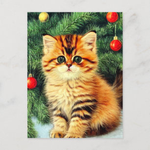 Weihnachtskatze Feiertagspostkarte