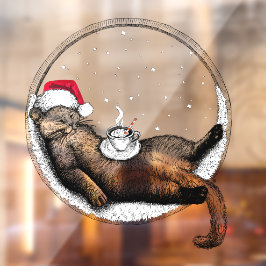 Weihnachtskatze Fensteraufkleber