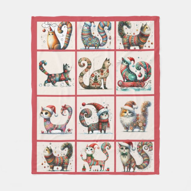 Weihnachtskatze Fleece Blanket (Vorderseite)