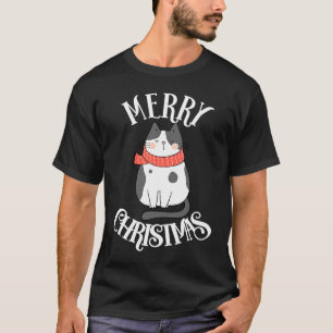 Weihnachtskatze genervt von Santa Hut & X-mas-Lich T-Shirt