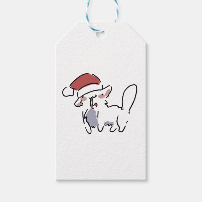 Weihnachtskatze Geschenkanhänger (Vorderseite)