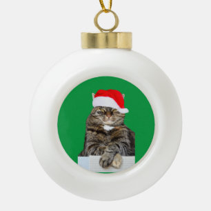 Weihnachtskatze Humbug Foto Keramik-Kugel-Schmuck Keramik Kugel-Ornament