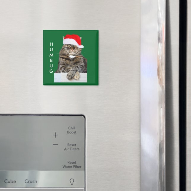Weihnachtskatze Humbug Foto mit Weihnachtsmannmütz Magnet (In Situ (Kühlschrank))