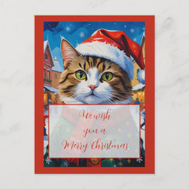 Weihnachtskatze im Nikolaushut Postkarte