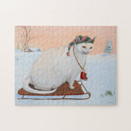 Weihnachtskatze im Schnee