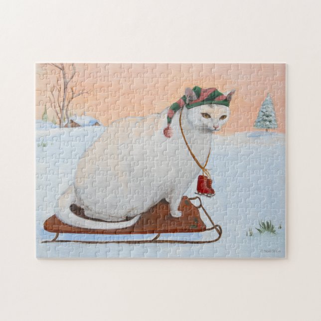 Weihnachtskatze im Schnee (Horizontal)