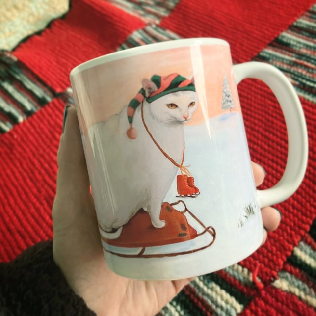 Weihnachtskatze im Schnee Kaffeetasse (Von Creator hochgeladen)