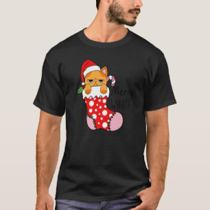 Weihnachtskatze im Strumpf Cat Frohe Weihnachten T-Shirt
