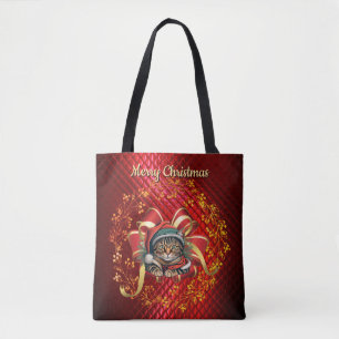 Weihnachtskatze im Vintage-Stil Tasche