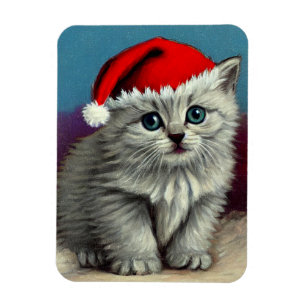 Weihnachtskatze im Weihnachtsmannmütze Magnet