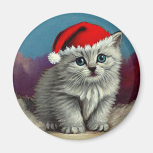 Weihnachtskatze im Weihnachtsmannmütze Magnet