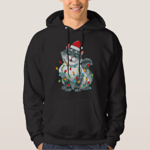 Weihnachtskatze in farbenfrohen Lichtern mit S Hoodie
