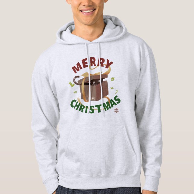 Weihnachtskatze in Karton Hoodie (Vorderseite)