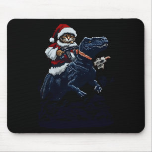 Weihnachtskatze in Santa-Hut mit einer Waffe und D Mousepad