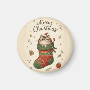 Weihnachtskatze in Strumpf Magnet