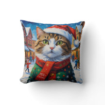 Weihnachtskatze in Weihnachtsmannmütze