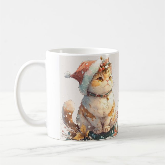 Weihnachtskatze Kaffeetasse (Links)