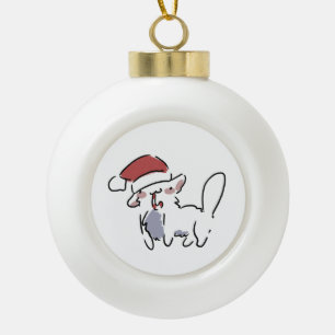 Weihnachtskatze Keramik Kugel-Ornament