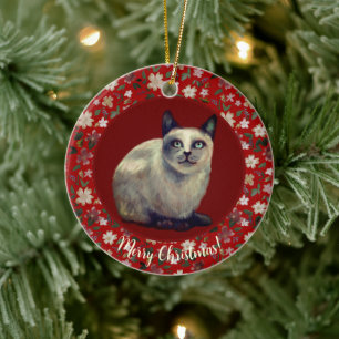 Weihnachtskatze Keramik Ornament