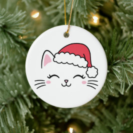 Weihnachtskatze Keramik Ornament