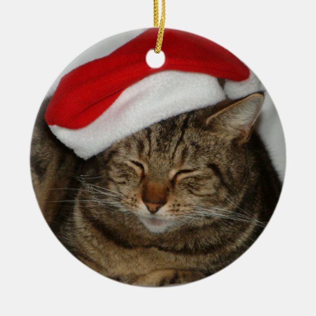 Weihnachtskatze Keramik Ornament (Vorne)