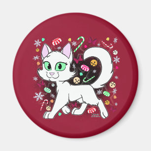 Weihnachtskatze-Magnet (Rot) Magnet