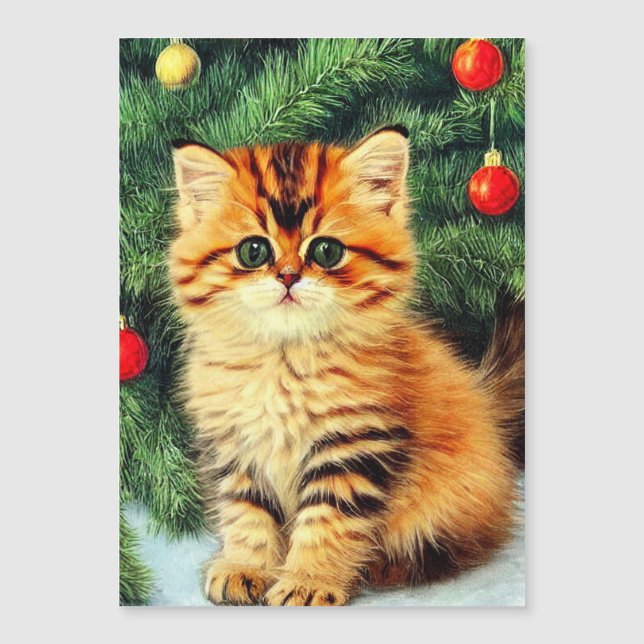 Weihnachtskatze Magneteinladung (Vorderseite)