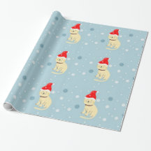 Weihnachtskatze mit Hut auf blau