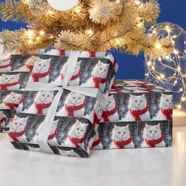 Weihnachtskatze mit rotem Karpfen Geschenkpapier (Feiertage)