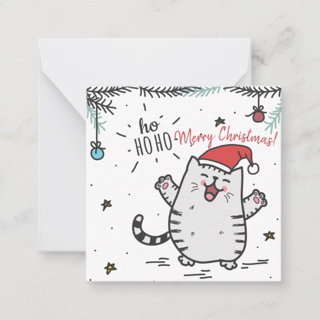 Weihnachtskatze Mitteilungskarte (Vorderseite)