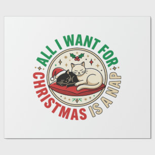 Weihnachtskatze-Nickerchen-Urlaubsdesign Geschenkpapier