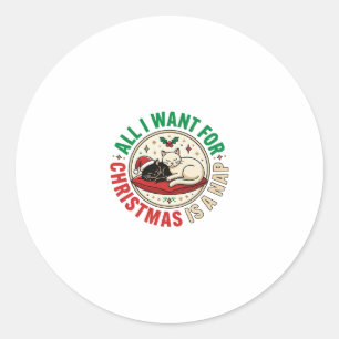 Weihnachtskatze-Nickerchen-Urlaubsdesign Runder Aufkleber