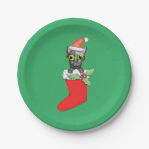 Weihnachtskatze Pappteller