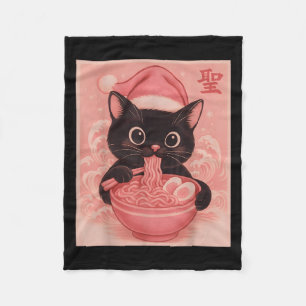 Weihnachtskatze Pink Santa Kawaii Anime Christmas Fleecedecke