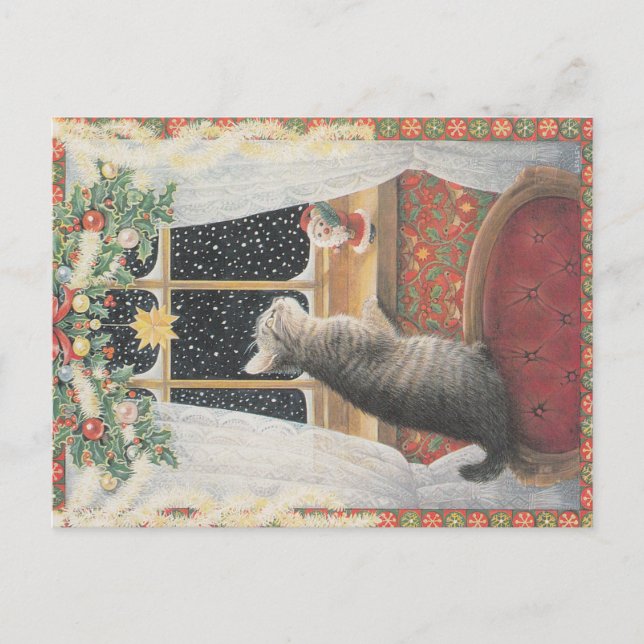 Weihnachtskatze Postkarte (Vorderseite)