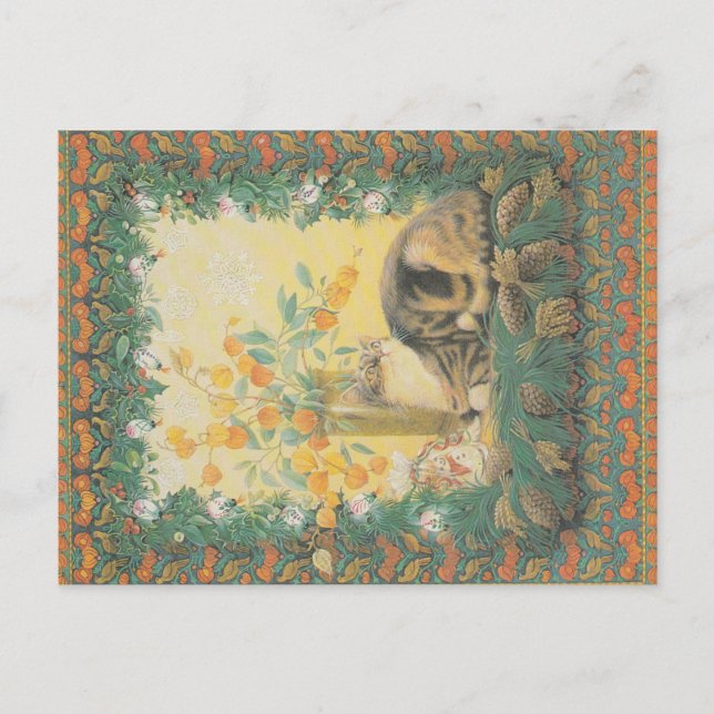 Weihnachtskatze Postkarte (Vorderseite)