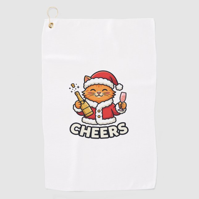 Weihnachtskatze Prost-Vektor-Design Golfhandtuch (Vorderseite)