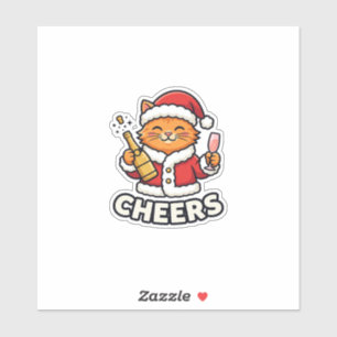 Weihnachtskatze Prostet Vektordesign Aufkleber