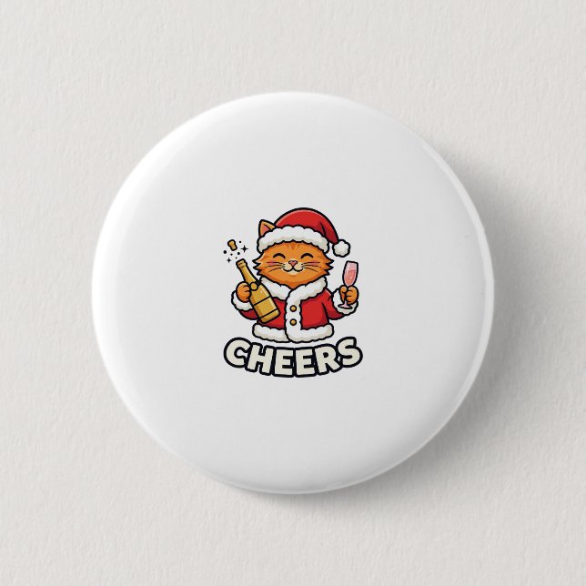 Weihnachtskatze Prostet Vektordesign Button (Vorderseite)
