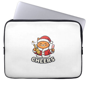 Weihnachtskatze Prostet Vektordesign Laptopschutzhülle