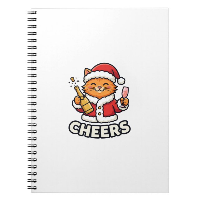 Weihnachtskatze Prostet Vektordesign Notizblock (Vorderseite)