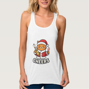 Weihnachtskatze Prostet Vektordesign Tank Top