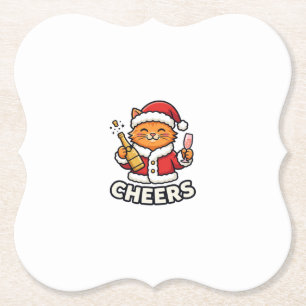 Weihnachtskatze Prostet Vektordesign Untersetzer
