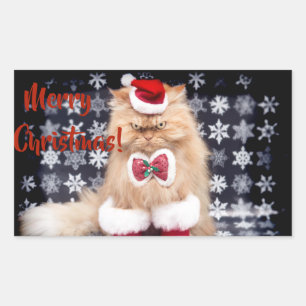 Weihnachtskatze Rechteckiger Aufkleber
