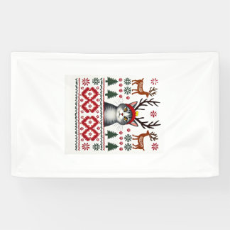 Weihnachtskatze Rentier hässliches Weihnachts-Shir Banner