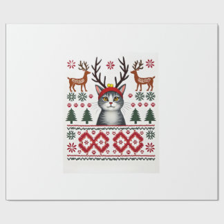 Weihnachtskatze Rentier hässliches Weihnachts-Shir Geschenkpapier