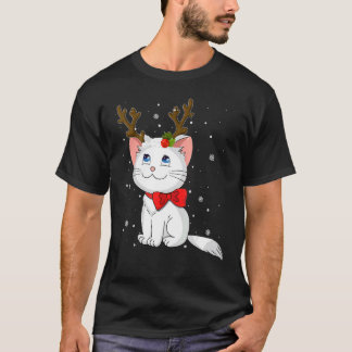 Weihnachtskatze-Rentiergeweih für Männer Frauen Ju T-Shirt