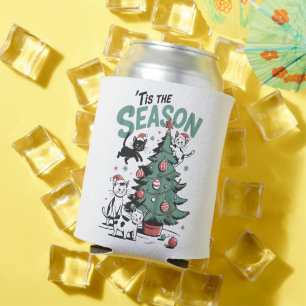 Weihnachtskatze Retro Die Zeit Ist Da Meowy Catmas Dosenkühler