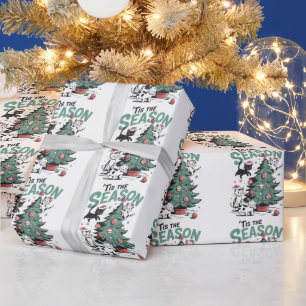 Weihnachtskatze Retro Die Zeit Ist Da Meowy Catmas Geschenkpapier